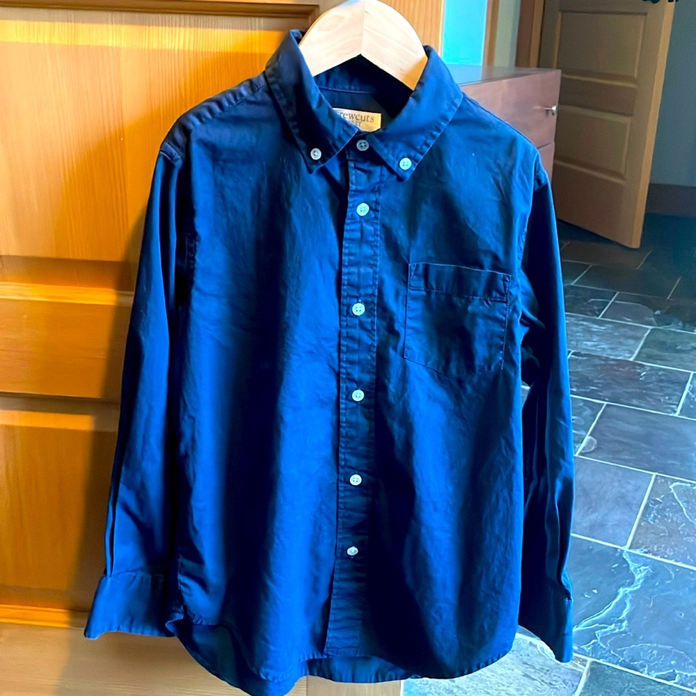 J.Crew Crewcuts 100% cotton navy button down shirt size 8